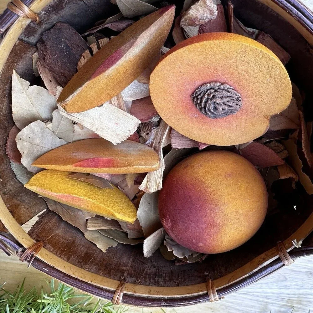 VTG Basket 12 Inch Bark Bent Wood Splint Country Market CottageCore Wooden Fruit